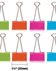 Medium 1 1/4" (32mm) Assorted Color Binder Clip (8/Pack)