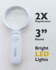 3" Round 2x LED Lighted Magnifier