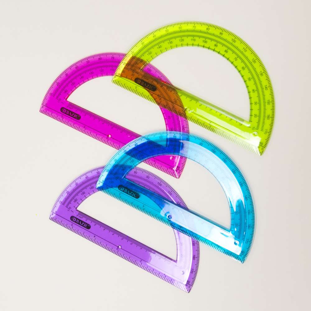 Assorted Color Semicircular 6" Protractor