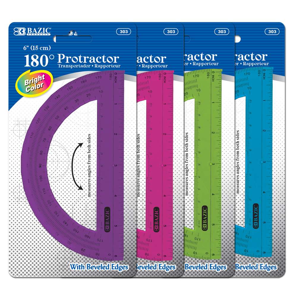 Assorted Color Semicircular 6" Protractor