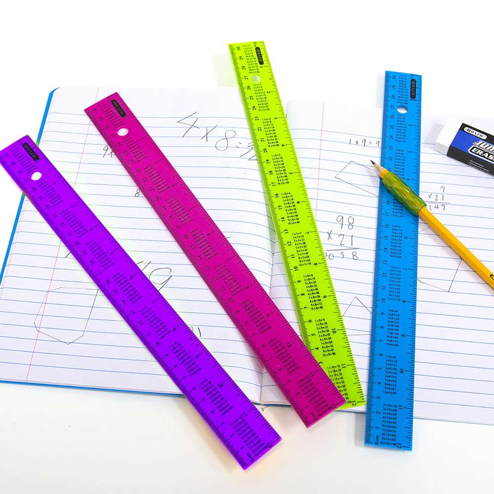 12" (30cm) Ruler w/ Multiplication Prints (4/Pack)