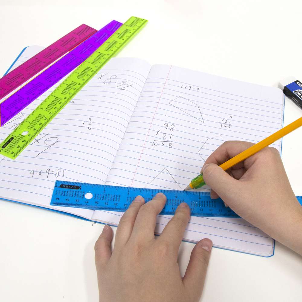 12" (30cm) Ruler w/ Multiplication Prints (4/Pack)