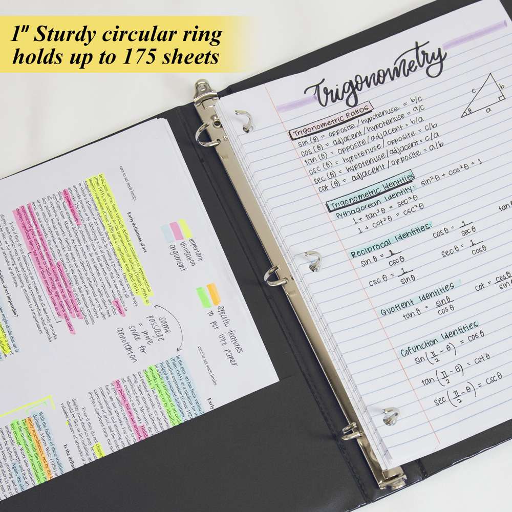 1" Black 3-Ring Binder w/ 2-Pockets
