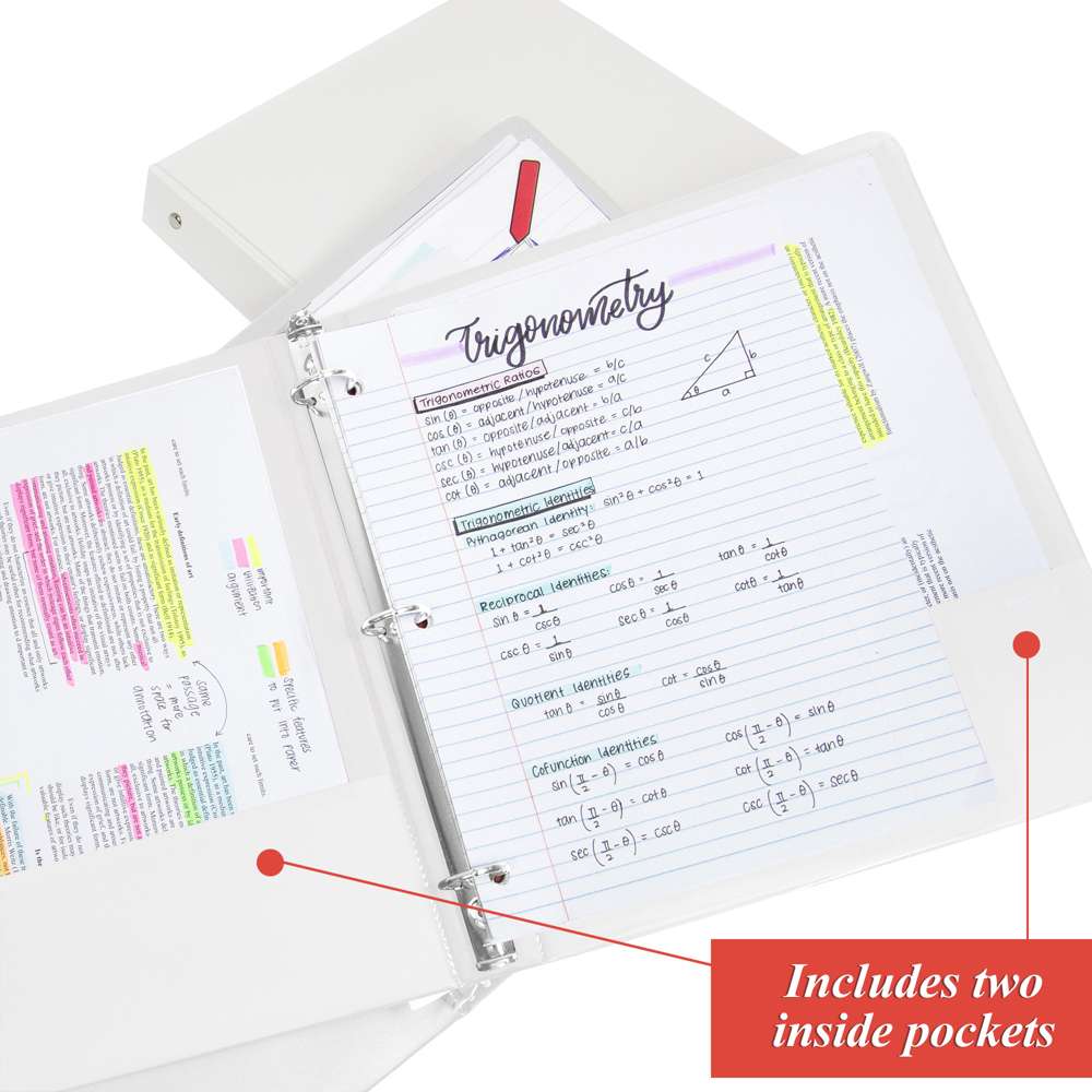 1" White 3-Ring Binder w/ 2-Pockets
