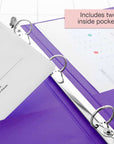 1" Asst. Neon Color 3-Ring View Binder w/ 2-Pockets