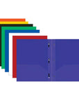 Solid Color 2-Pocket Poly Portfolio w/ 3 Prongs