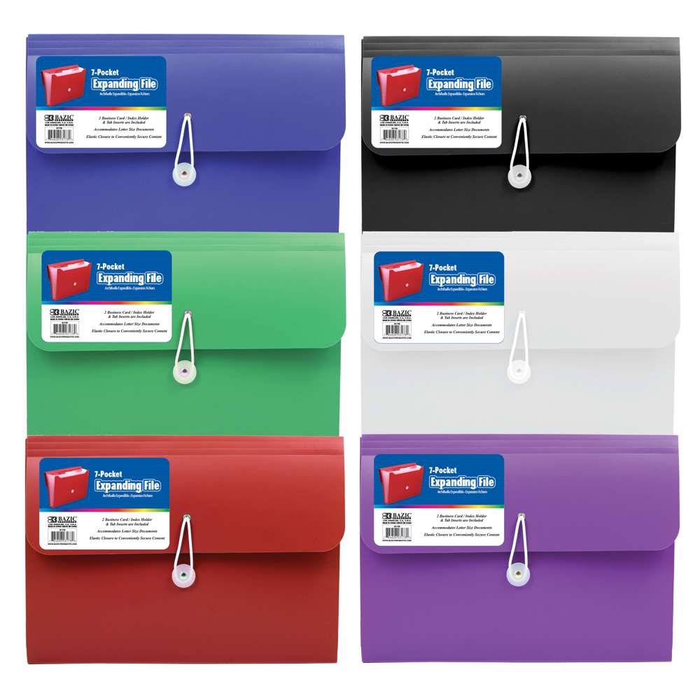 BAZIC 7-Pocket A4/Letter Size Poly Expanding File – BAZIC Store