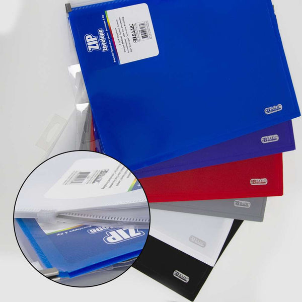 BAZIC Zip Envelope Letter Size Assorted Color Bazicstore
