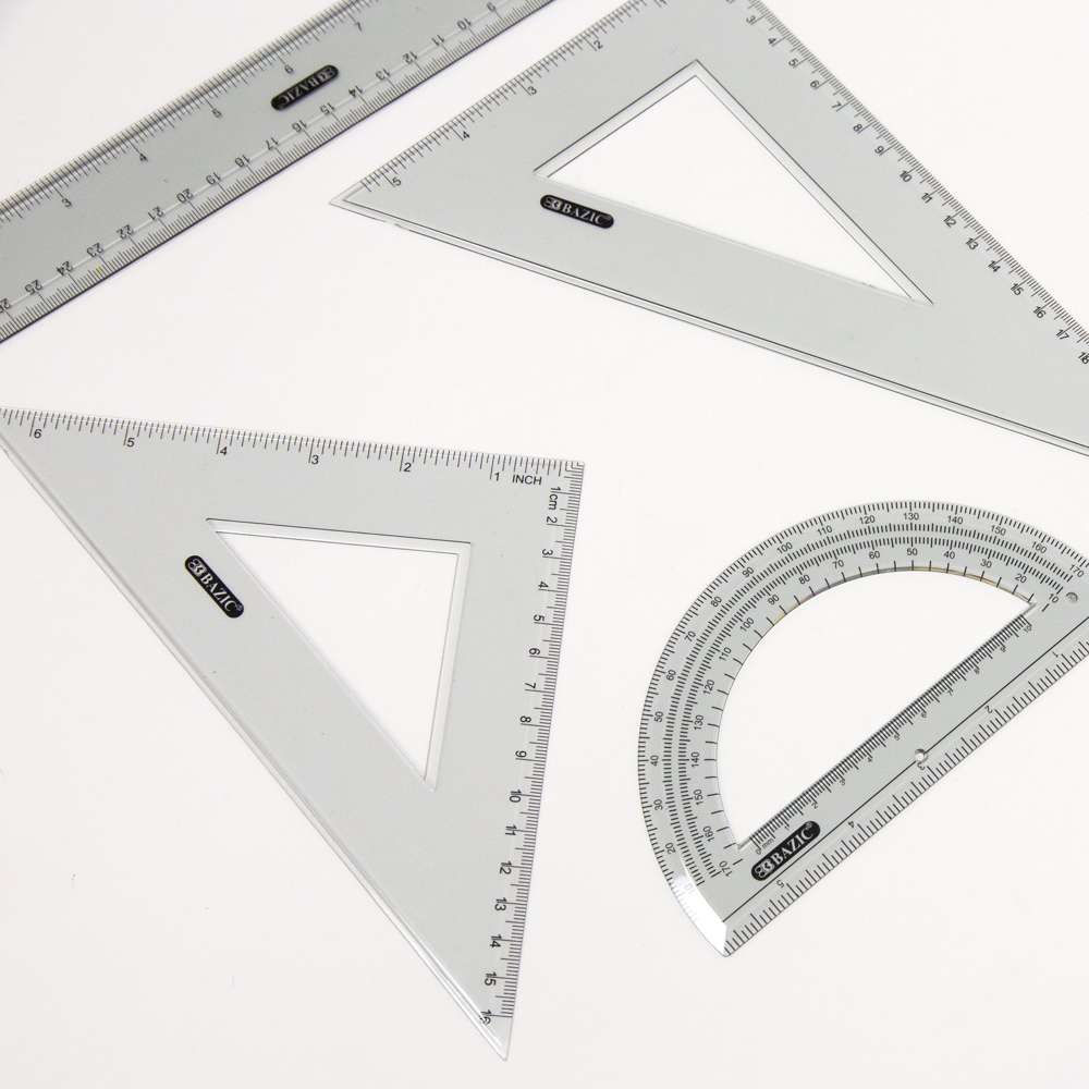 4-Piece Geometry Ruler Combination Sets