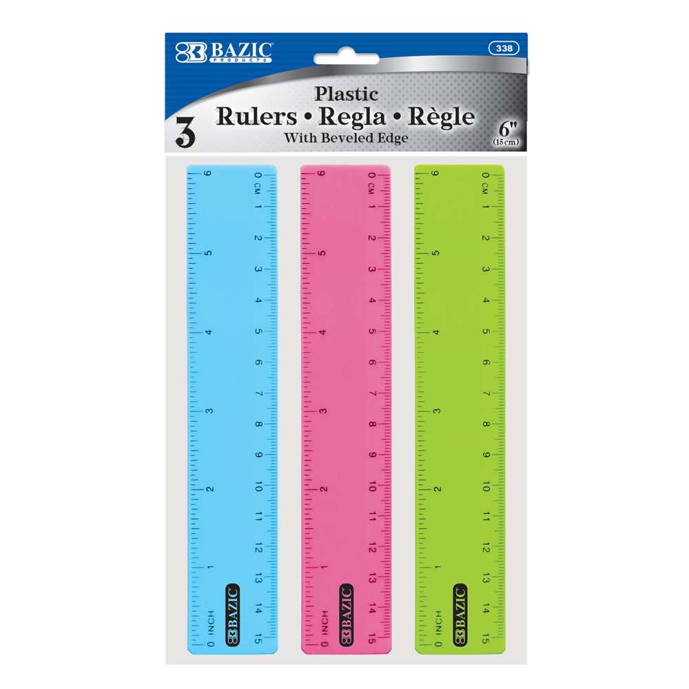 6" (15cm) Plastic Ruler (3/Pack)