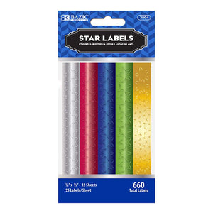 Assorted Color Foil Star Label (660/Pack)