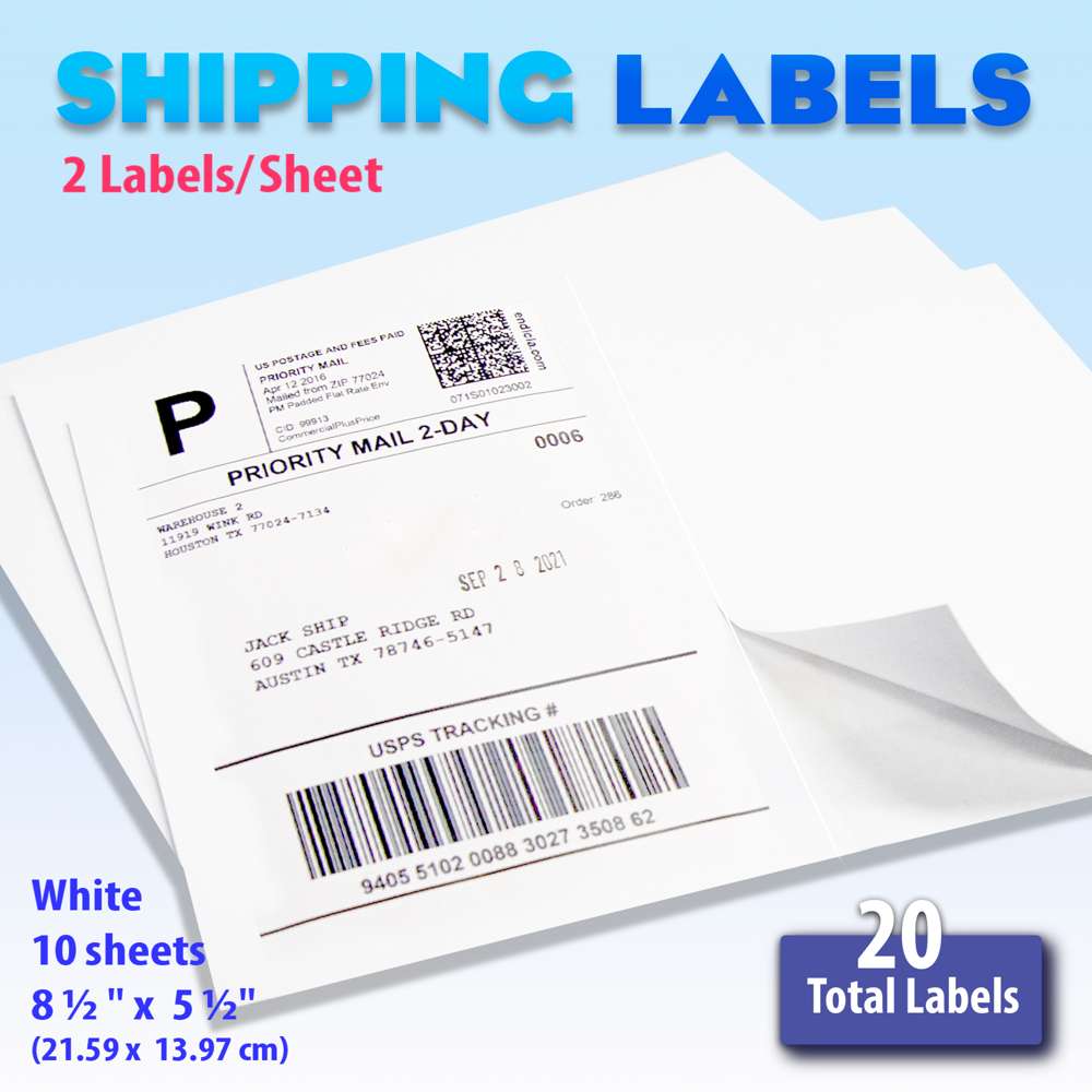 8.5" X 5.5" Shipping Labels (20/Pack)