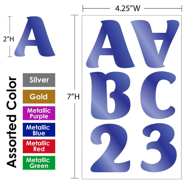 BAZIC Alphabet & Number 2 Metallic Color (10 SHEETS) - Bazicstore