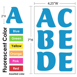 Alphabet & Number 2" Fluorescent Color (10 SHEETS)