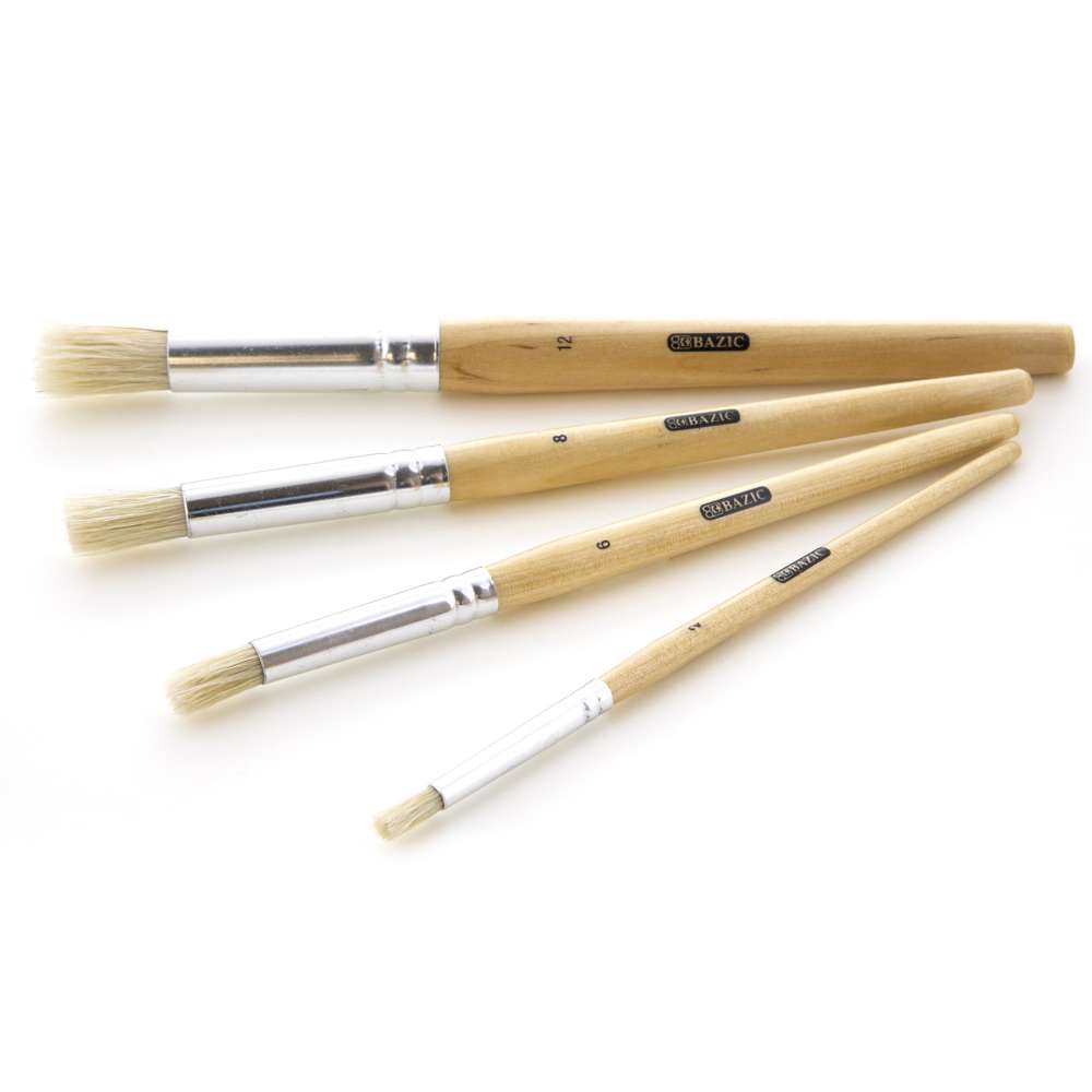 Round Natural Bristle Stencil Brush (4/Pack)