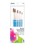 Round Natural Hair Paint Brush (5/Pack)