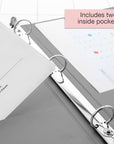 1/2" Grey 3-Ring View Binder w/ 2-Pockets
