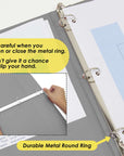 1/2" Grey 3-Ring View Binder w/ 2-Pockets
