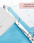 1" Cyan 3-Ring View Binder w/ 2-Pockets