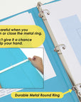 1" Cyan 3-Ring View Binder w/ 2-Pockets