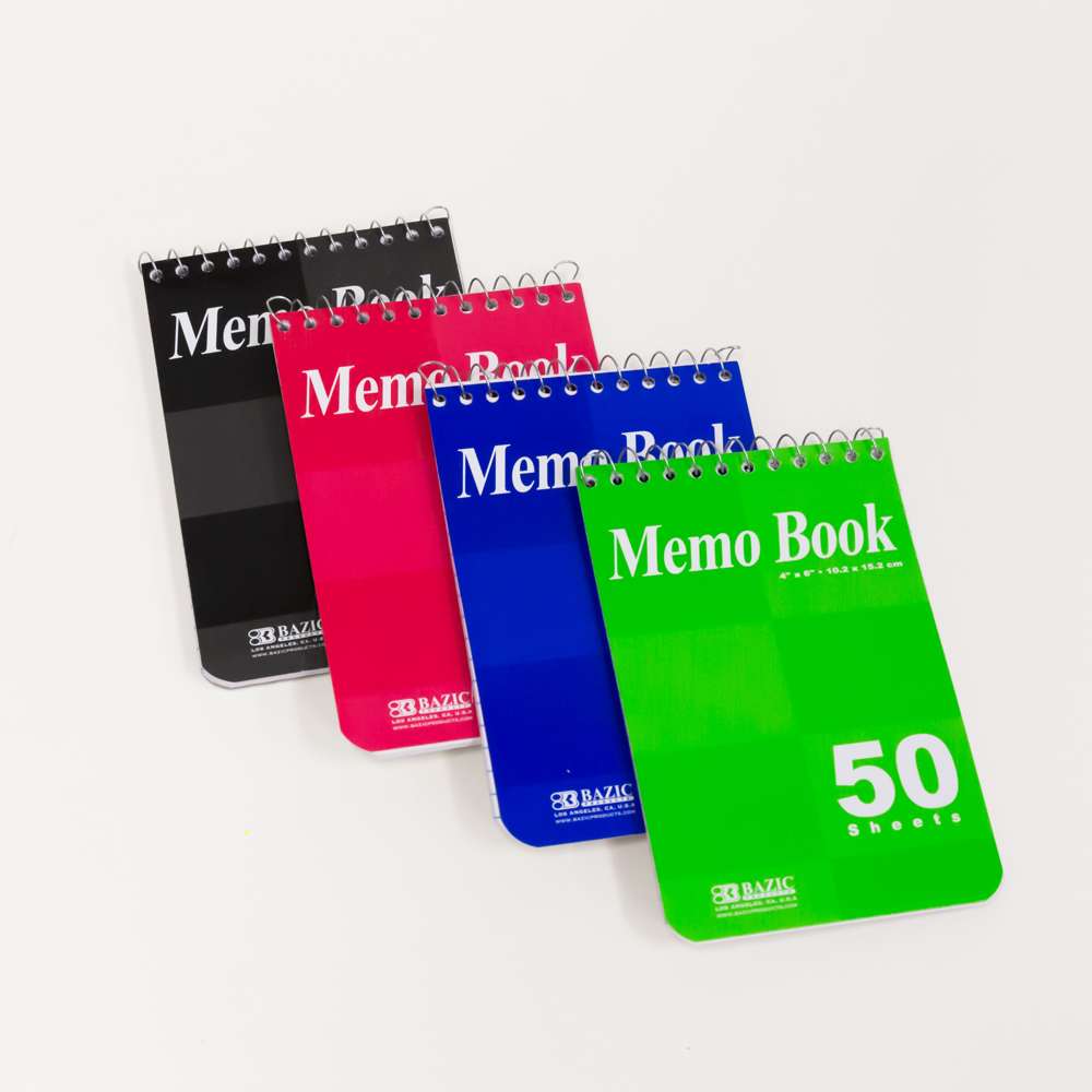 50 Ct. 4" X 6" Top Bound Spiral Memo Books (2/Pack)