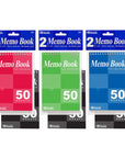 50 Ct. 4" X 6" Top Bound Spiral Memo Books (2/Pack)