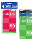 50 Ct. 3" X 5" Top Bound Spiral Memo Books (4/Pack)