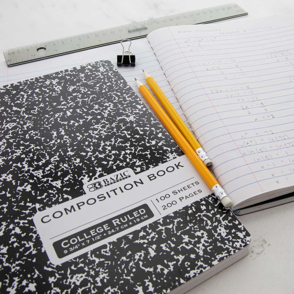 C/R 100 Ct. Black Marble Composition Book