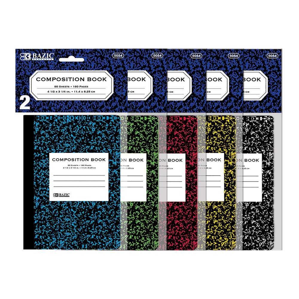 80 Ct. 4.5" x 3.25" Mini Marble Composition Book (2/Pack)