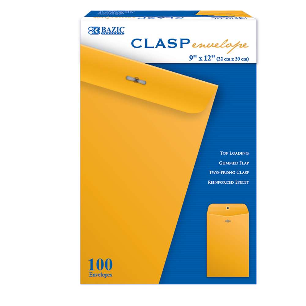 9" X 12" Clasp Envelope (100/Box)