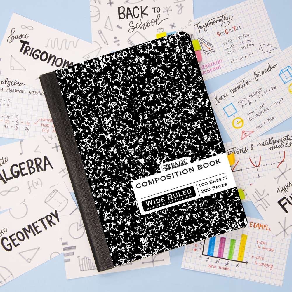 W/R 100 Ct. Black Marble Composition Book