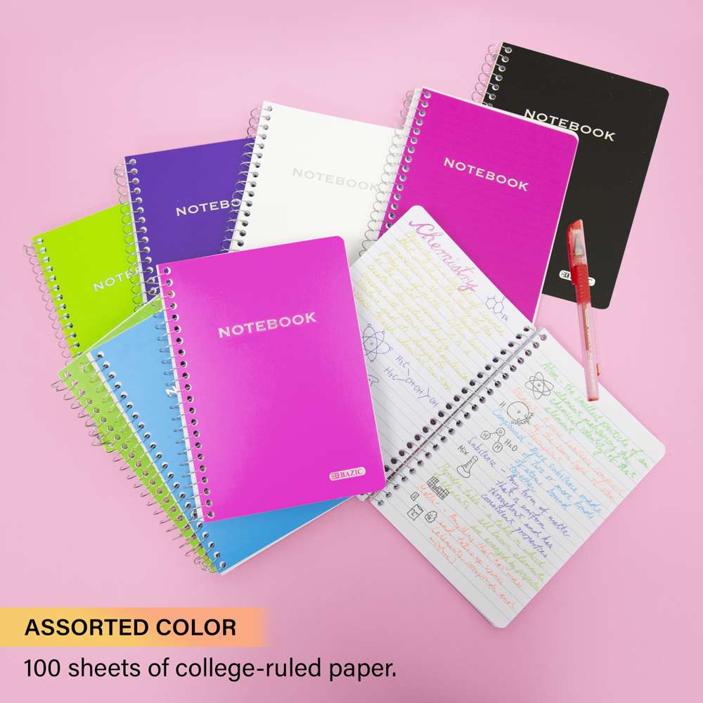 100 Ct. 5" X 7" Poly Cover Personal / Assignment Spiral Notebook