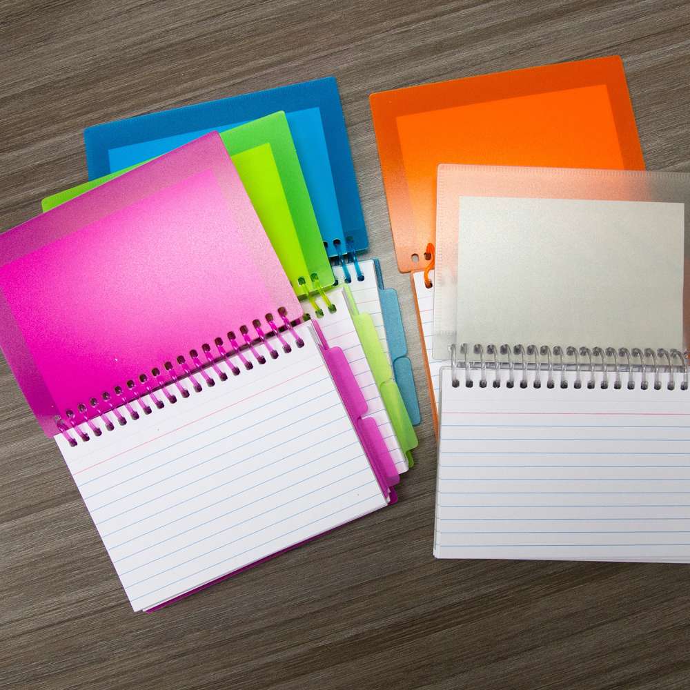 50 Ct. View Poly Spiral Bound 3" x 5" Ruled White Index Card w/ 2-Tab Divider