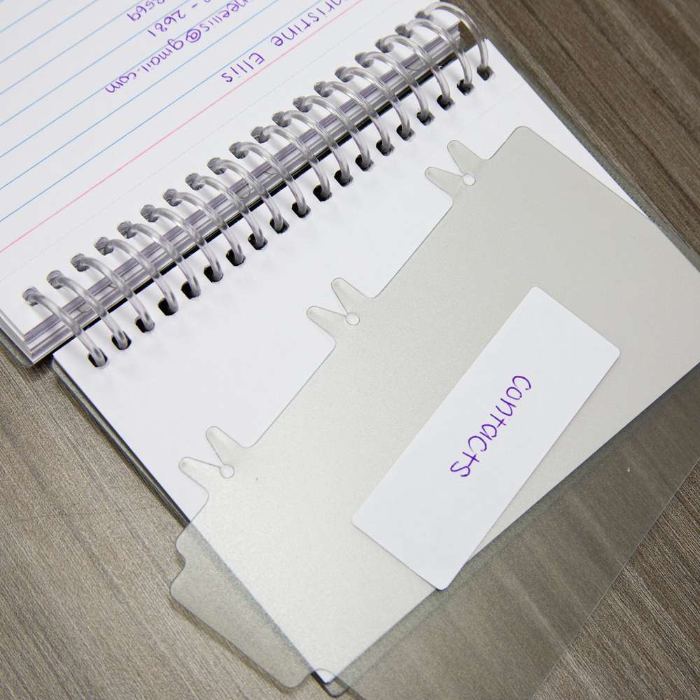 50 Ct. View Poly Spiral Bound 3" x 5" Ruled White Index Card w/ 2-Tab Divider