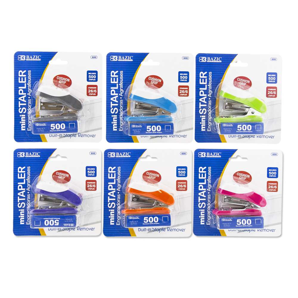 Mini Cushion Grip Standard (26/6) Stapler w/ 500 Ct. Staples