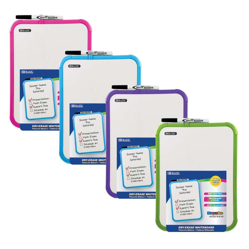 Asstd Color 8.5" X 11" Dry Erase Board w/ Marker