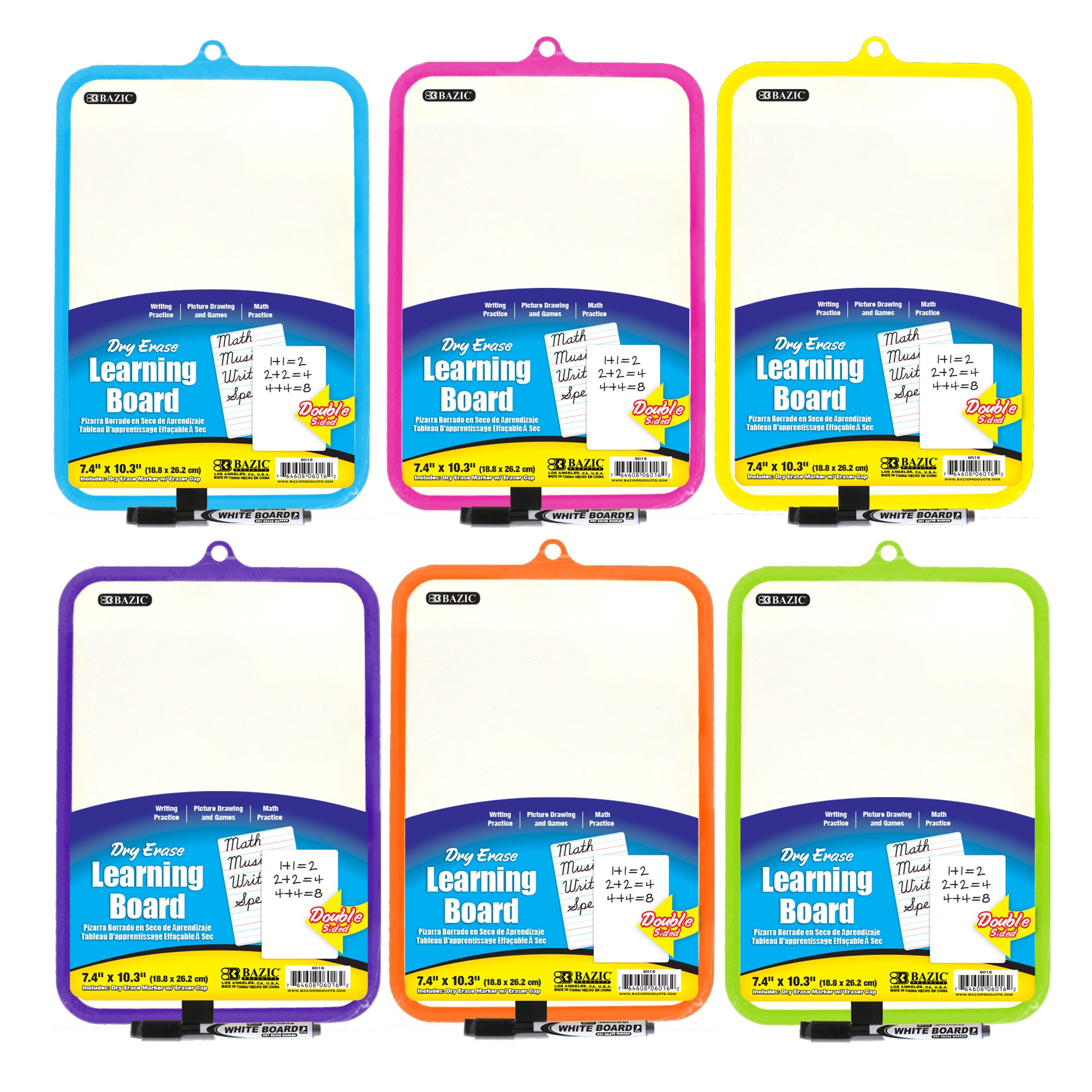 Double-Sided Dry Erase Learning Board, 7.4 x 10.3 in – BAZIC Store