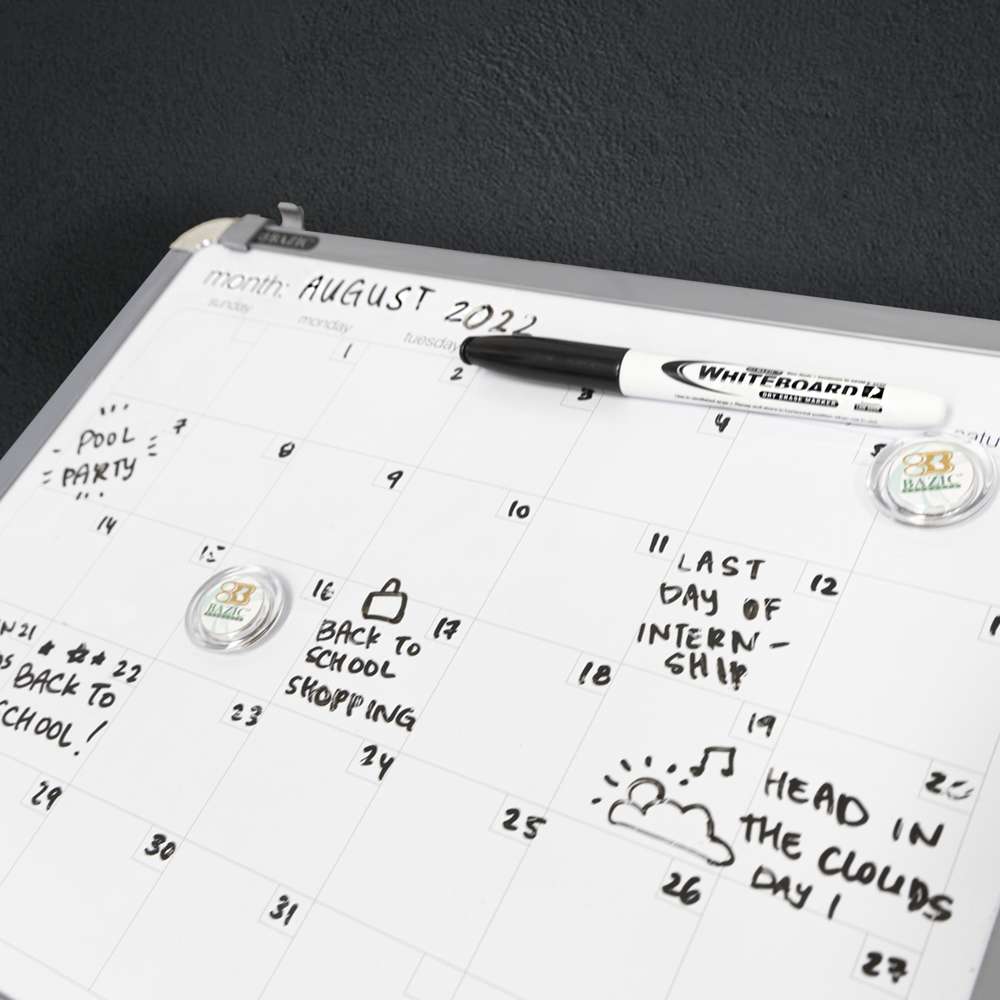 11" X 14" CLASSIQUE Magnetic Dry Erase Calendar Board w/ Marker & 2 Magnets