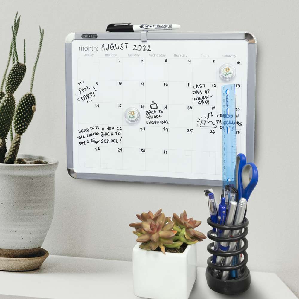 11" X 14" CLASSIQUE Magnetic Dry Erase Calendar Board w/ Marker & 2 Magnets