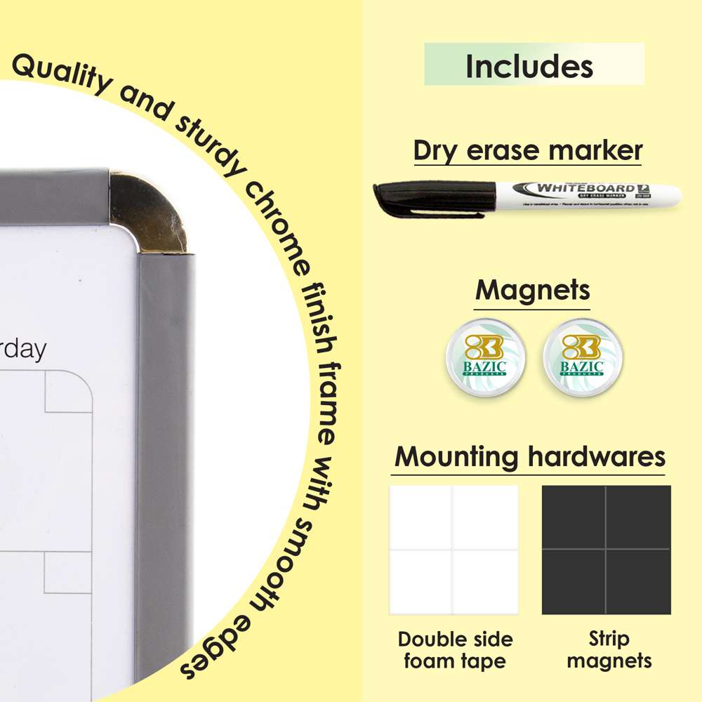 11" X 14" CLASSIQUE Magnetic Dry Erase Calendar Board w/ Marker & 2 Magnets