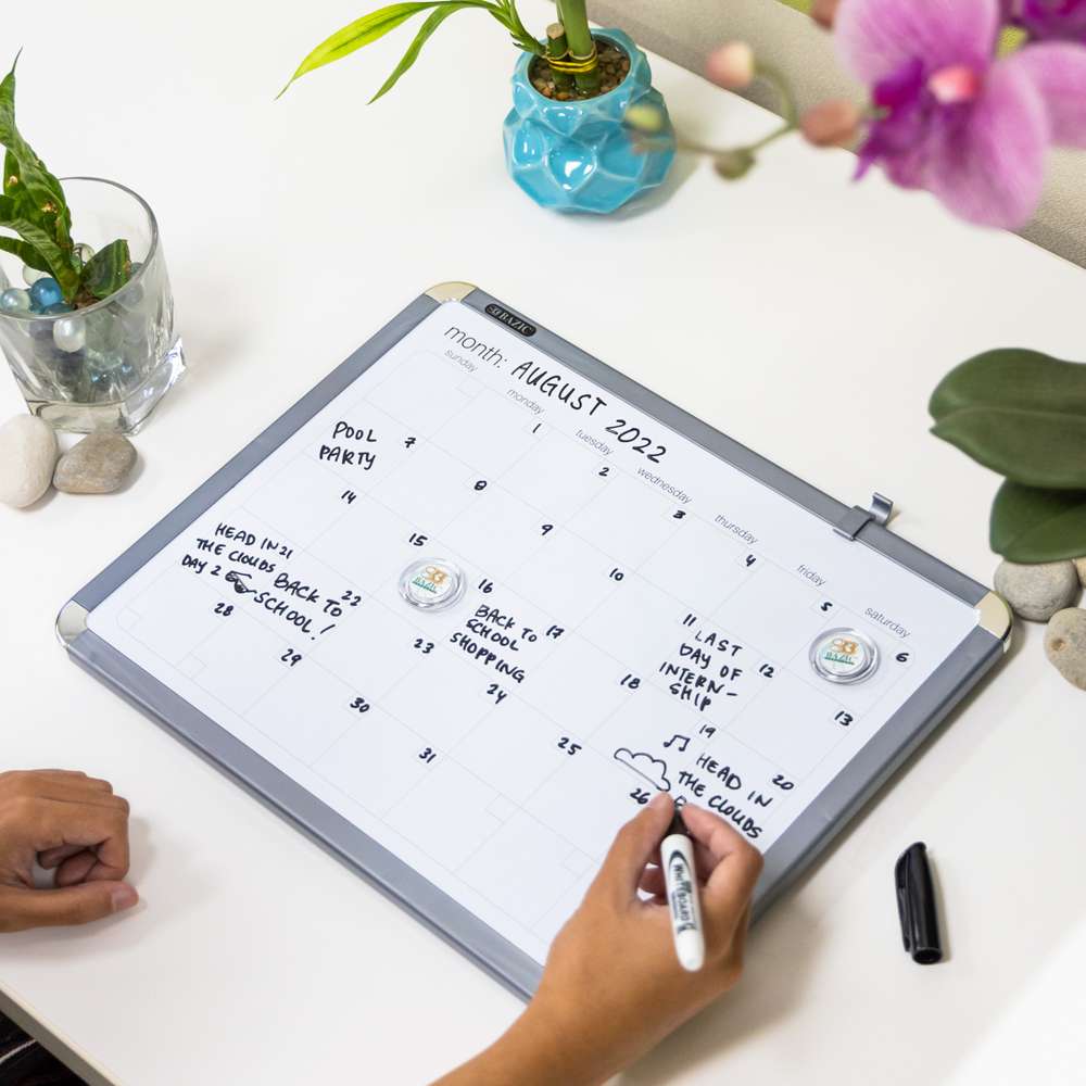 11" X 14" CLASSIQUE Magnetic Dry Erase Calendar Board w/ Marker & 2 Magnets