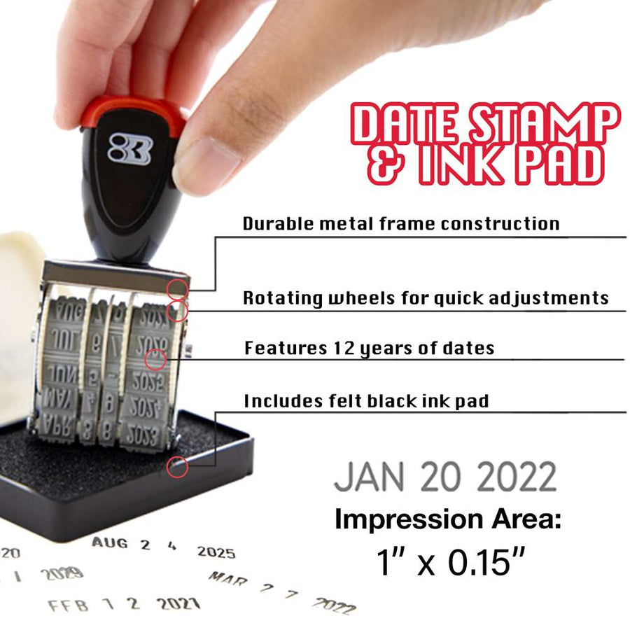 Date Stamp and Ink Pad (Black Ink)