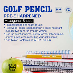 Yellow Pencil #2 Pre-Sharpened Golf Pencil (144/Pack)