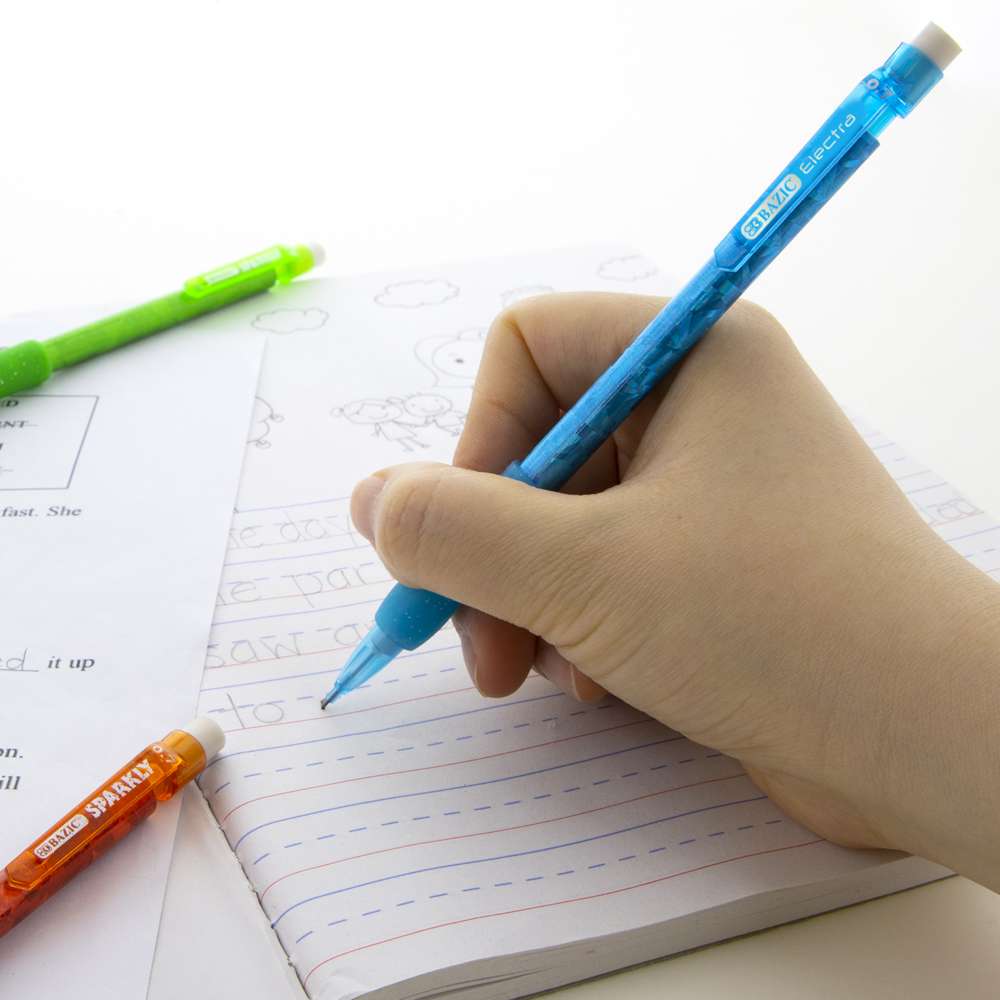 Electra Sparkly 0.7 mm Mechanical Pencil w/ Glitter Grip (4/Pk)