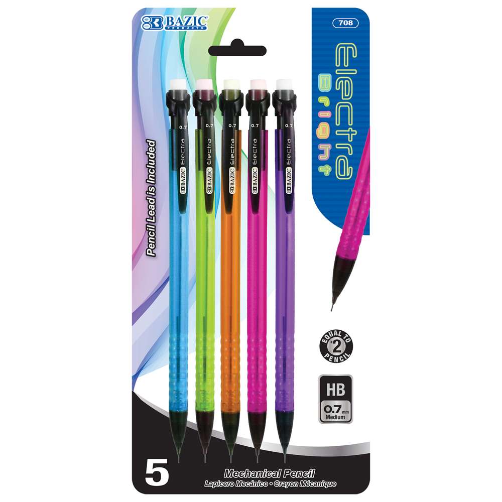 Electra 0.7 mm Fashion Color Mechanical Pencil (5/Pack)