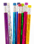 Wood Pencil w/ Eraser Metallic Laser Foil (8/Pack)