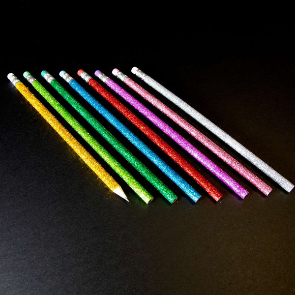 BAZIC Wood Pencil w/ Eraser Metallic Glitter (8/Pack) - Bazicstore