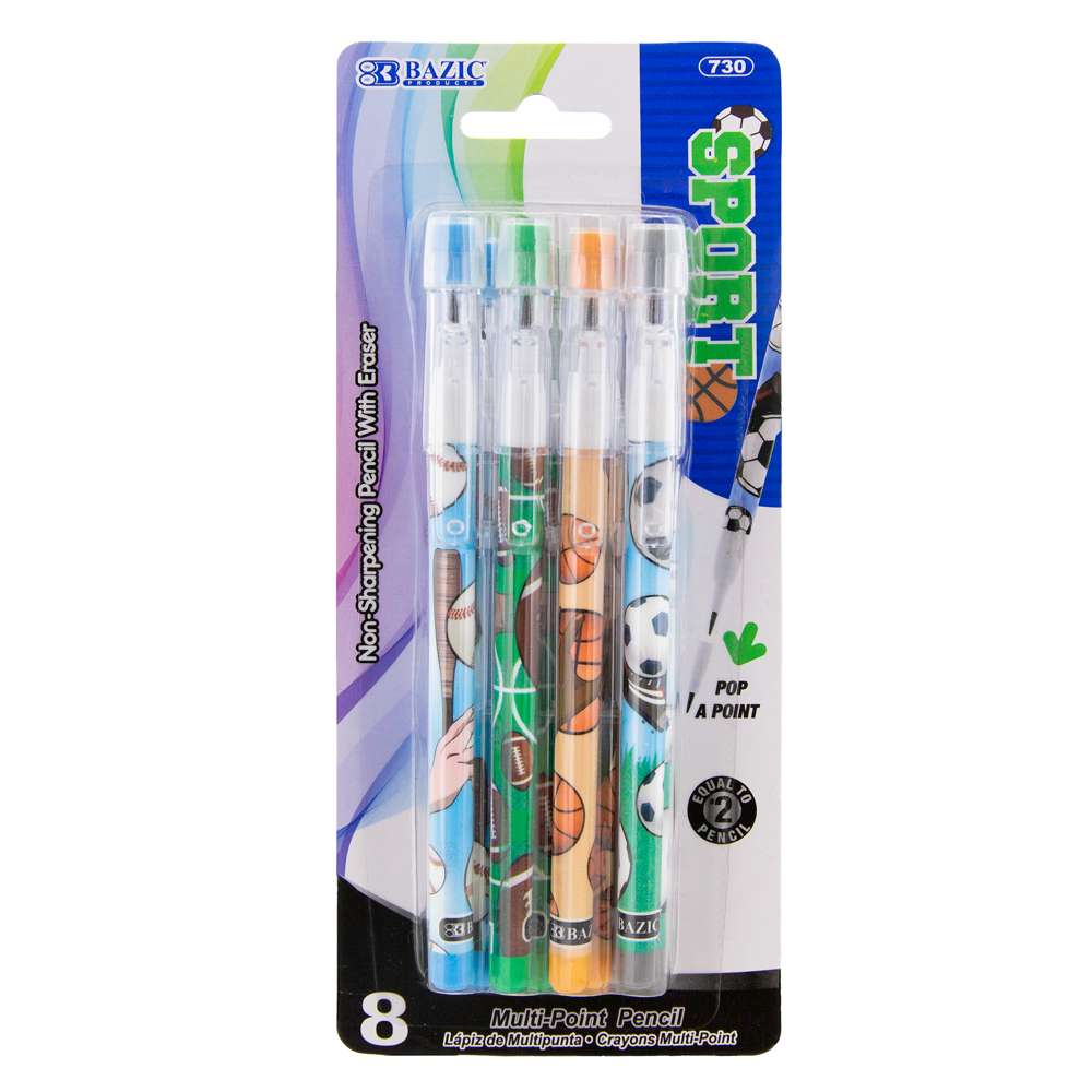 Sports Multi-Point Pencil (8/Pack)
