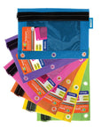 Bright Color 3-Ring Pencil Pouch w/ Mesh Window