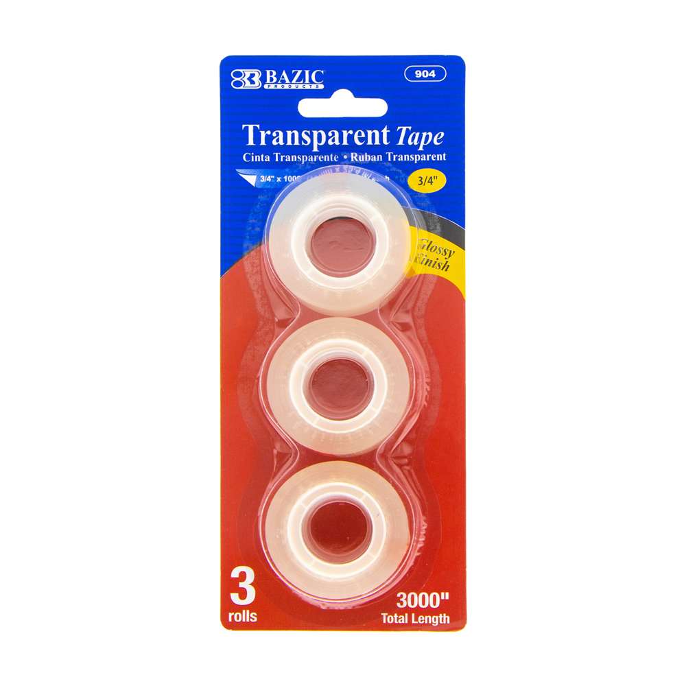 3/4" X 1000" Transparent Tape Refill (3/Pack)